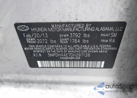 2013 Hyundai Elantra Gls из США, поврежденный, VIN 5NPDH4AE7DH297126